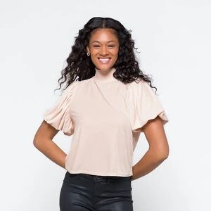 Free People Claudia Puff Sleeve Velvet Top XS